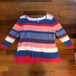 Southern Tide Rosalie Striped Peplum Sweater. Size L